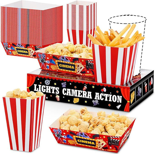 108 Pcs/ 36 Sets Movie Night Snack Trays Popcorn Boxes Cardboard