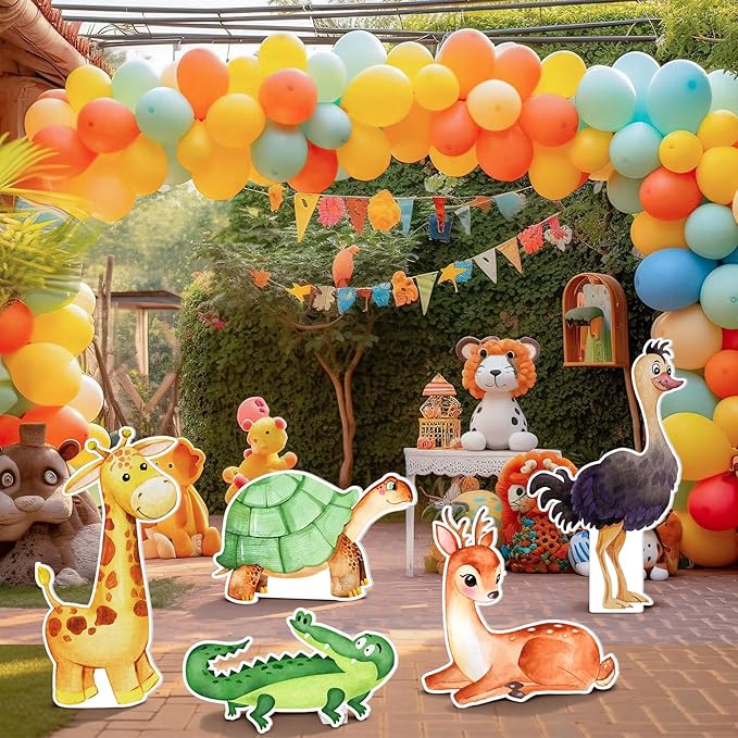 5 Pcs Large Jungle Safari Animal Cardboard Cutouts 16.5 to 26.4 inch