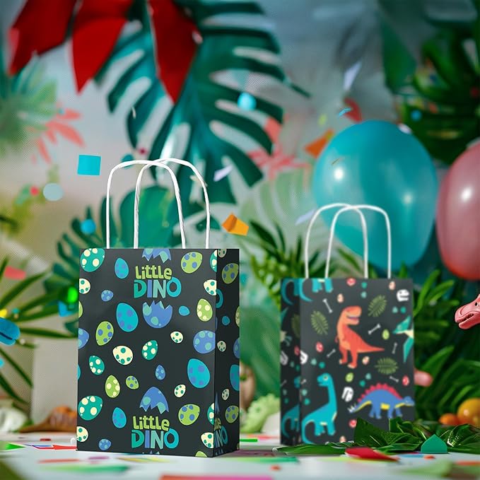 24 Pack Dinosaur Party Favor Bags for Kids T Rex Goodie Bags