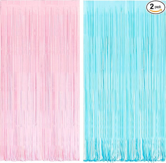 BRAVESHINE Tinsel Photo Backdrop Curtains - 2 Pack 3.2x8.2ft Pastel