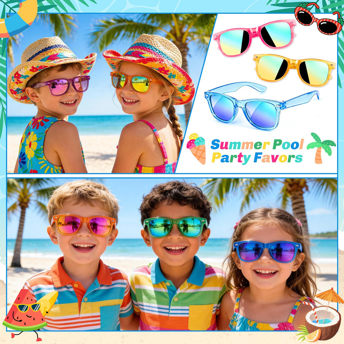 Party Favors Kids Sunglasses - Toddler Sunglasses Bulk for Kid Age