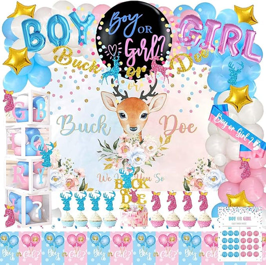Buck or Doe Gender Reveal Decorations 169 PCs Boy or Girl Gender