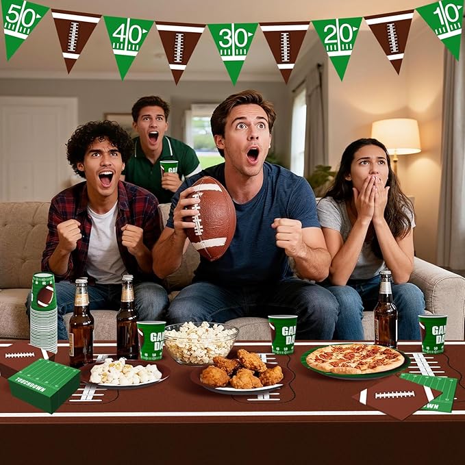 Football Party Decorations Kit for 24 Guests 99Pcs Tableware