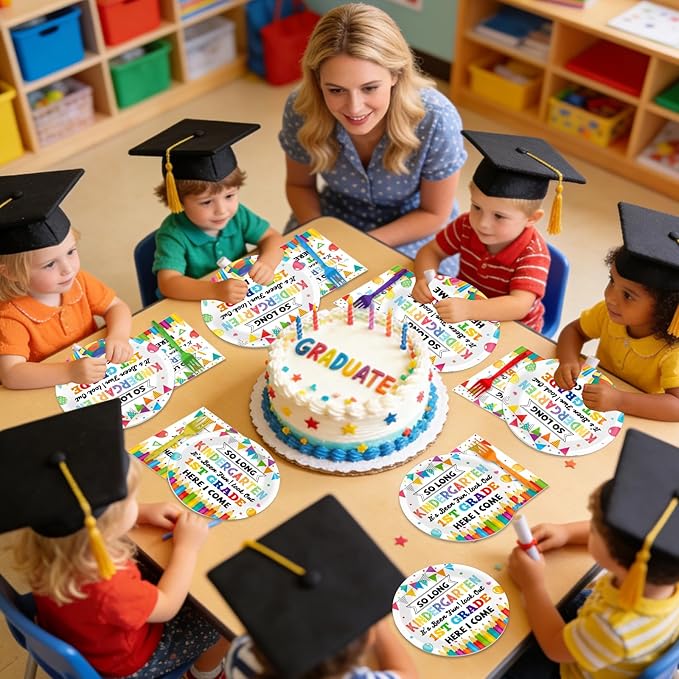 96Pcs Kindergarten Graduation Party Paper Plates and Napkins So Long