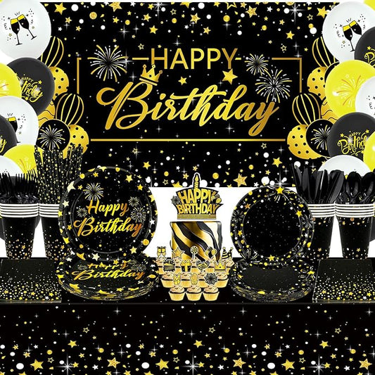 Black Gold Birthday Party Decorations Black and Gold Party Supplies