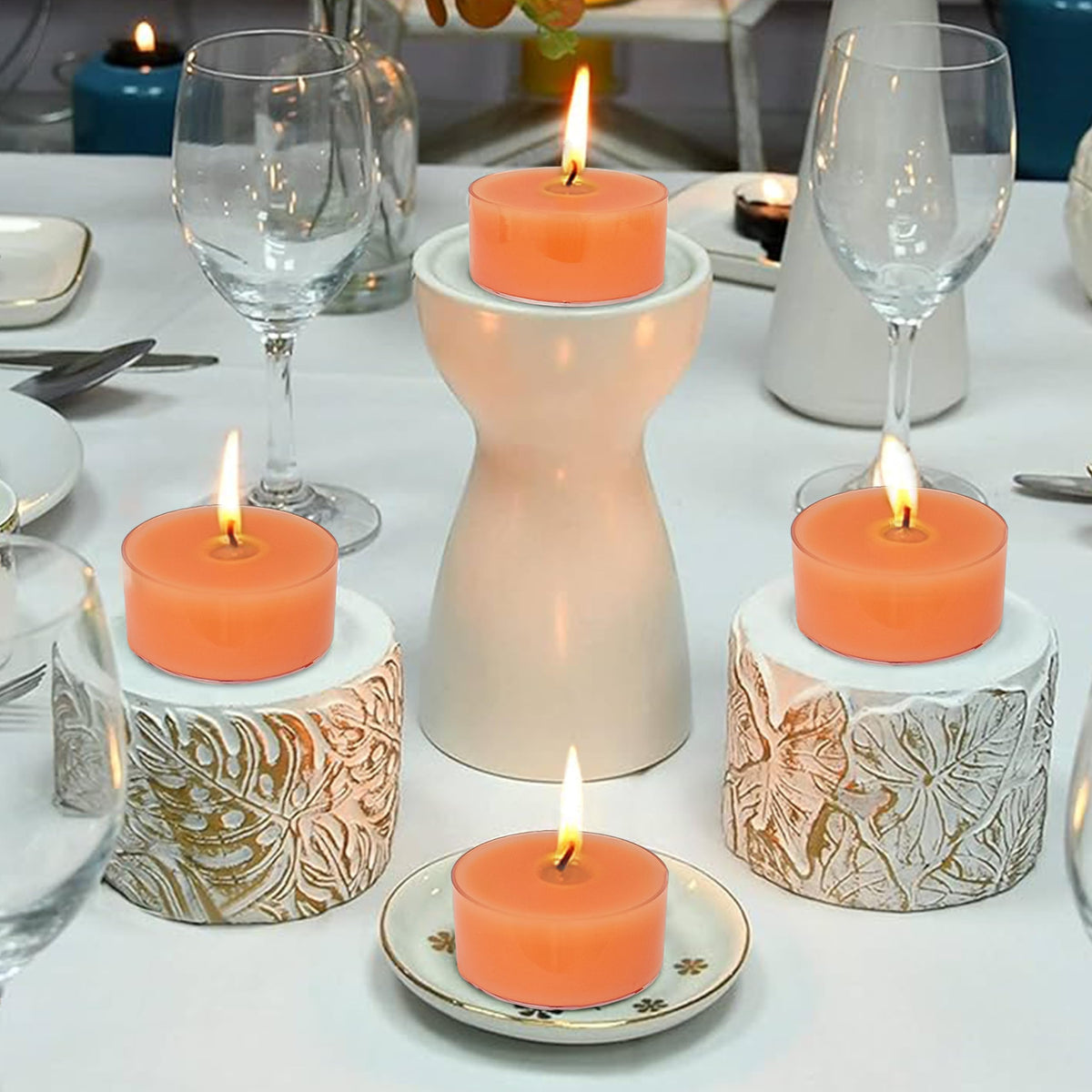 Citrus Scented Tealight Candles, Orange Scent Tea Lights Candles Clear