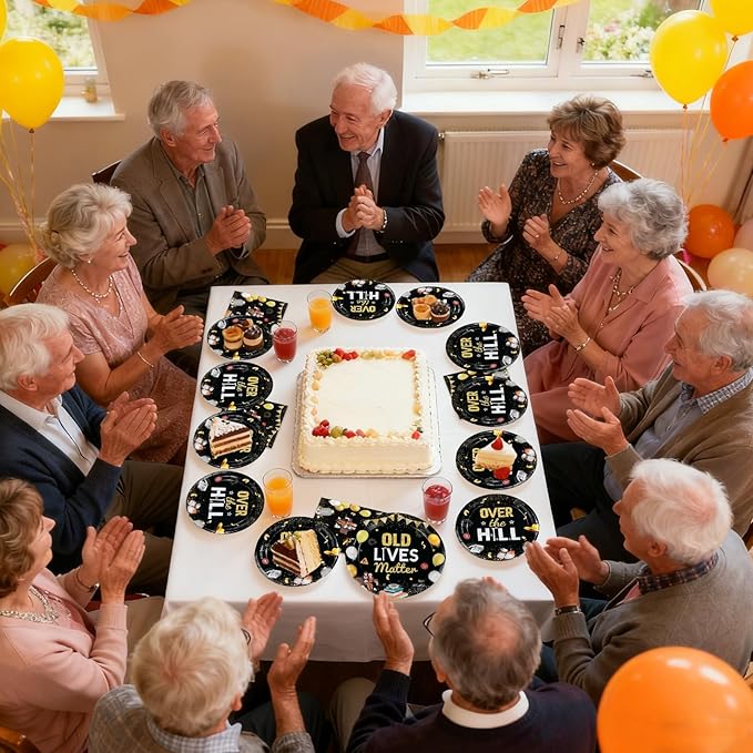 96Pcs Old Lives Matter Decoration Over The Hill Birthday Plates