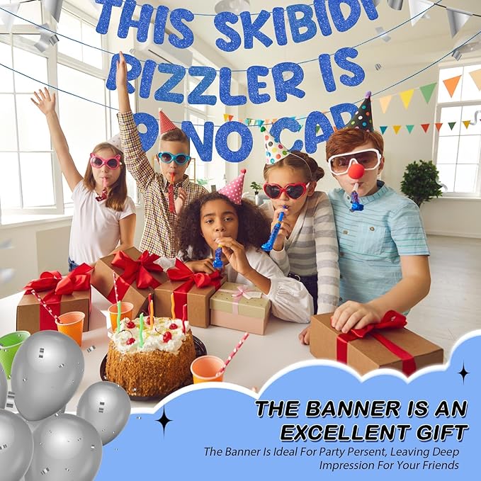 Pre Strung This Skibidi Rizzler Is 9 No Cap Glitter Banner