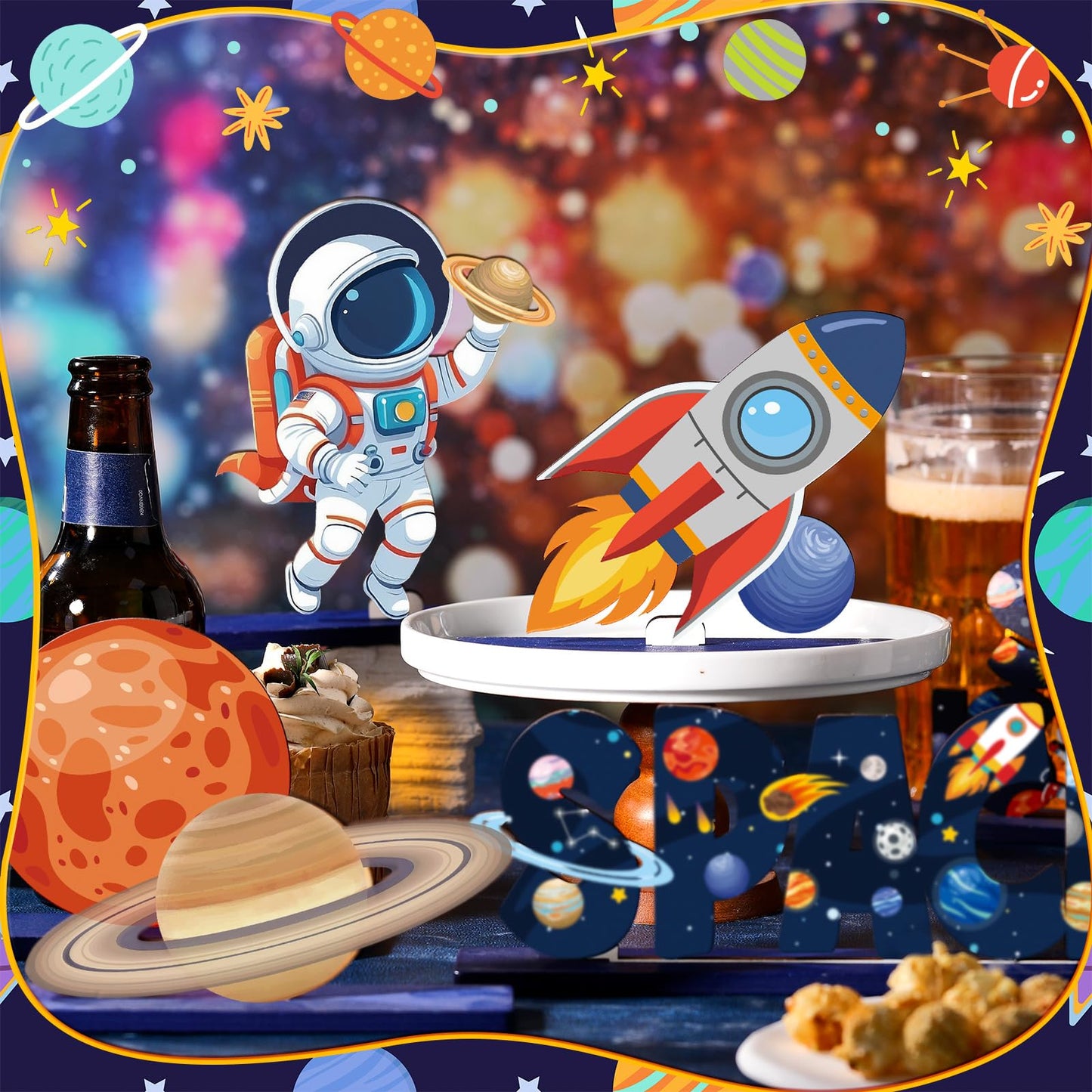 6 Pcs Space Theme Party Decoration Outer Space Table
