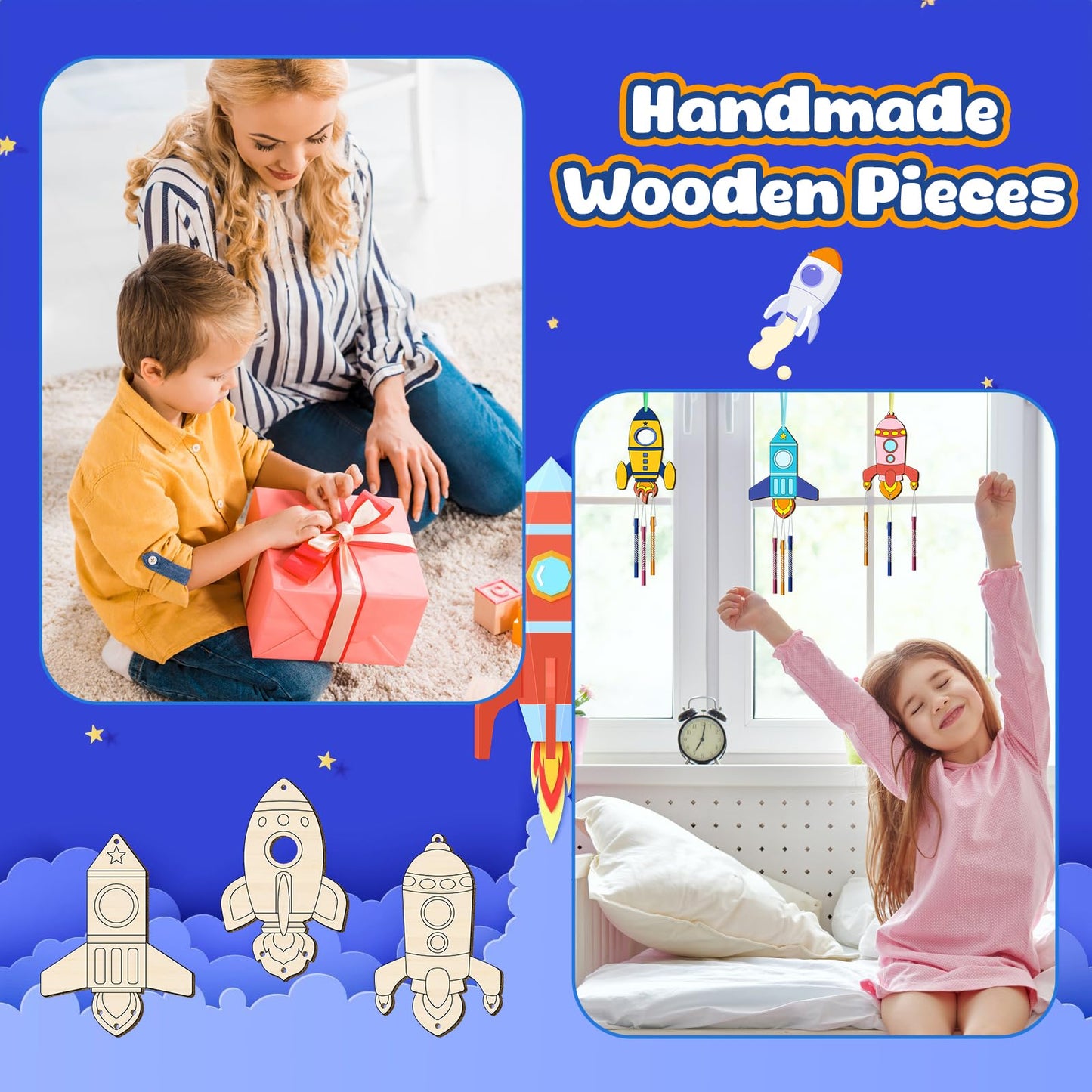 12PCS Rocket Wind Chime Kit for Kids Make Your Own Space