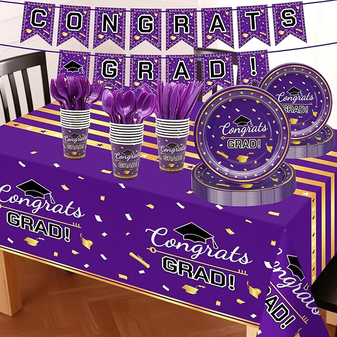 Graduation Decorations Class of 2026 147 PCS Purple and Gold