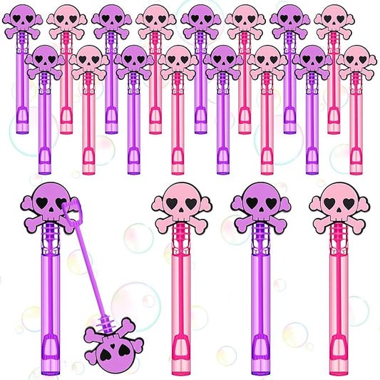 RoundFunny 24 Pcs Skull Mini Bubble Wands Skeleton Theme Party