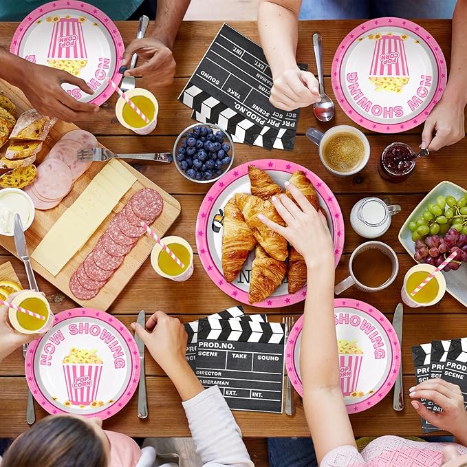 180 Pcs Movie Night Party Supplies Pink Movie Theme Birthday
