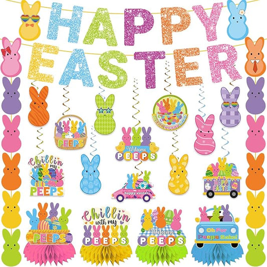 57pcs Easter Party Decorations Banner Set Include Happy Easter