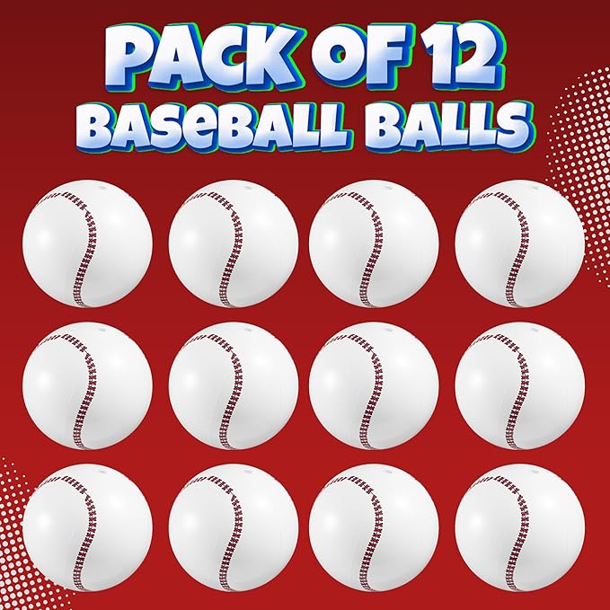 Inflatable Baseball Pack of 12 16 inch Baseball Beach Balls for