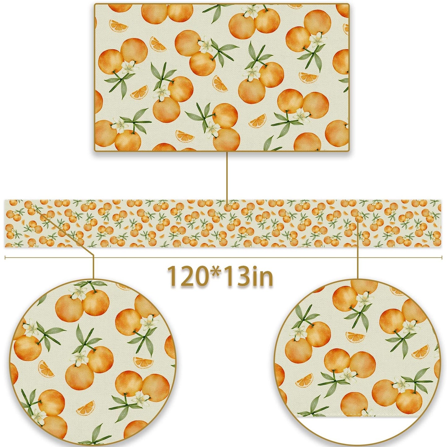 Pudodo Orange Citrus Table Runner Little Cutie Themed Birthday Baby