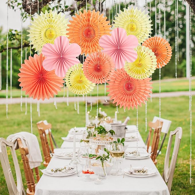 PAPER JAZZ Paper Flowers with Paper Fan Boho Hanging Decor Artificial