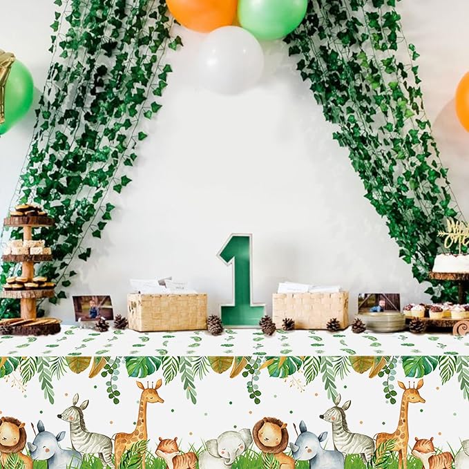Jungle Safari Tablecloths 3Pcs Wild Animal Table Cover for Safari