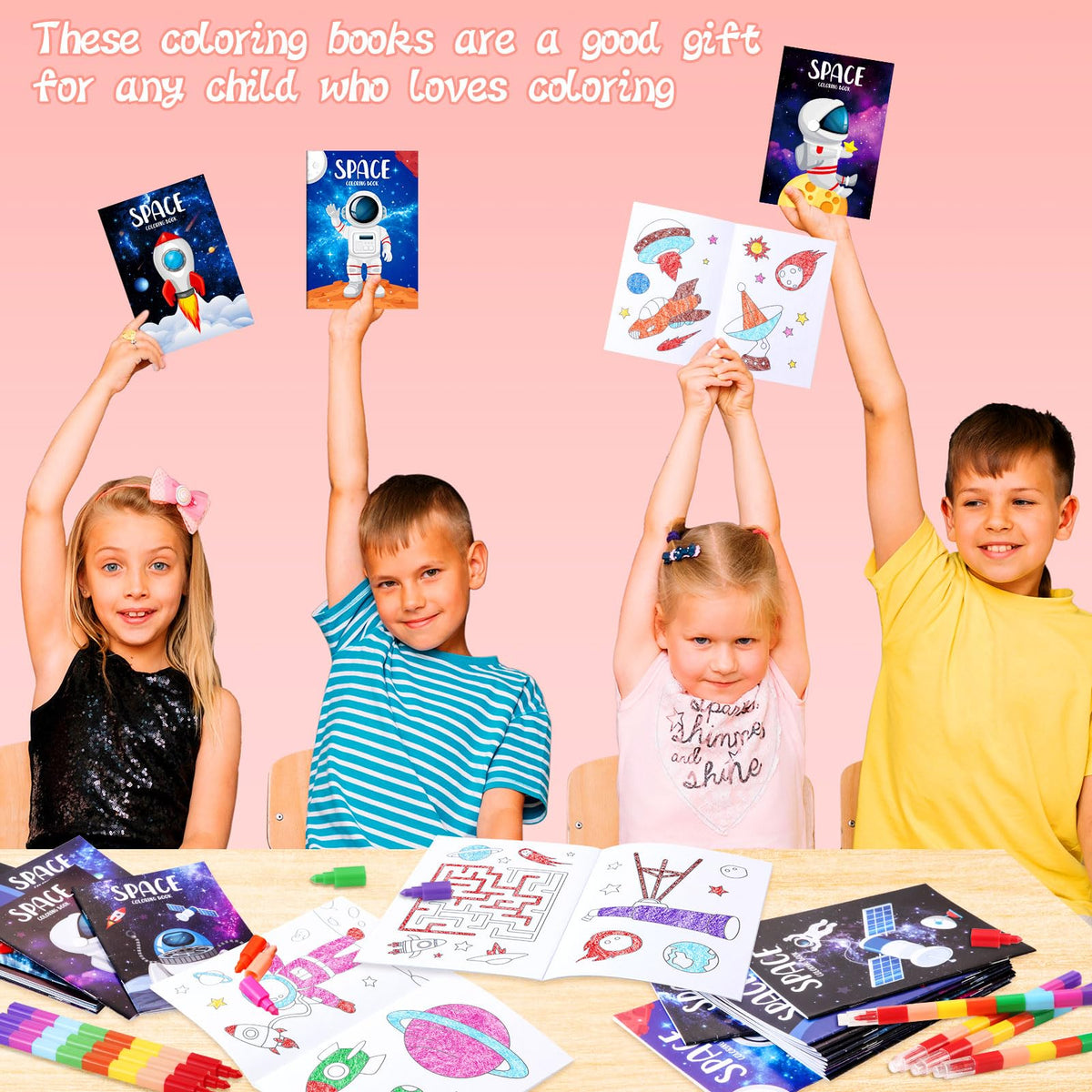 BenLouis 12 Outer Space Mini Coloring Books Kids with 12 Stacking