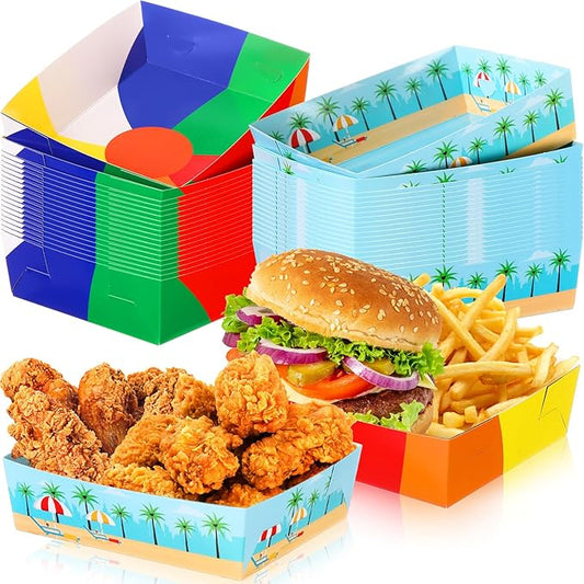 36 Pack Beach Party Supplies Large 5 lb Beach Pool Plates Trays