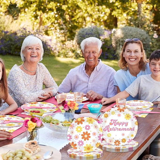 96Pcs Retirement Party Supplies Happy Retirement Plates and Napkins