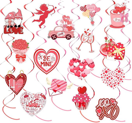 36 Pcs Valentine's Day Hanging Swirl Decorations Set Happy
