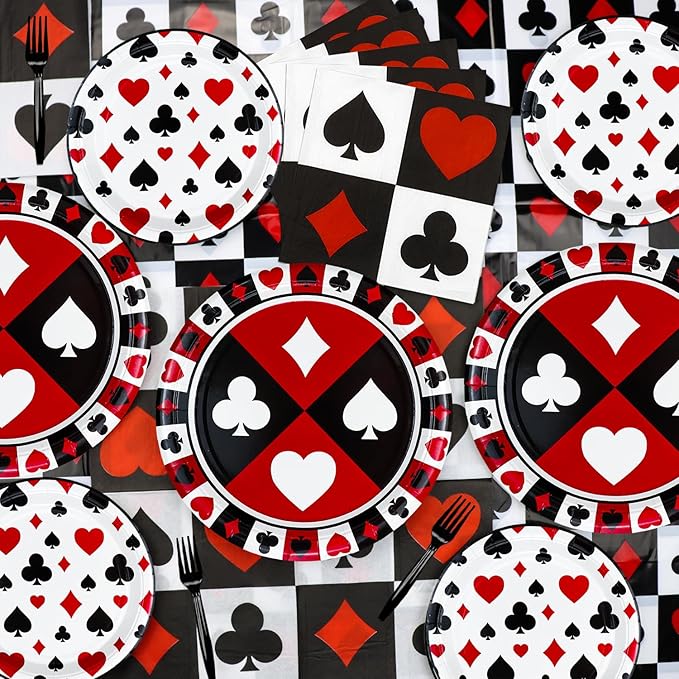 81Pcs Casino Party Decorations Poker Party Tableware Set Includes