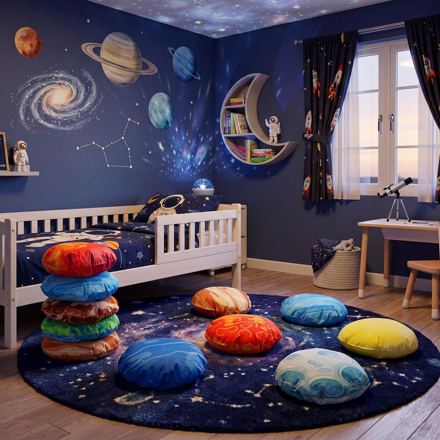 12 Pcs Cute Planet Floor Pillow 13.78 Inch Soft Planet
