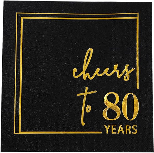 Cheers to Years Cocktail Napkins - 50 PK - 3-Ply Birthday Napkins 5x5