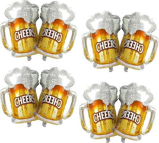 8 Pcs Beer Mug Cheers Foil Balloons Beer Birthday Theme Boys Girls