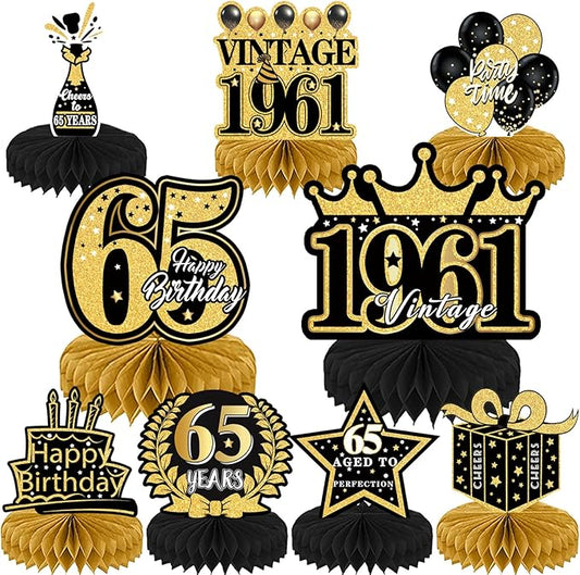 65th Birthday Decorations for Men - 9PCS Vintage 65th Birthday
