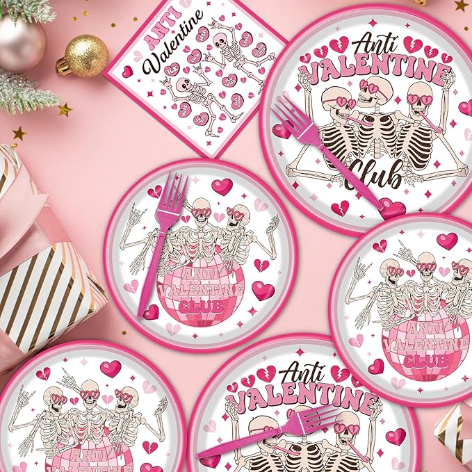 Valentines Day Plates and Napkins Party Decorations 96PCS Anti