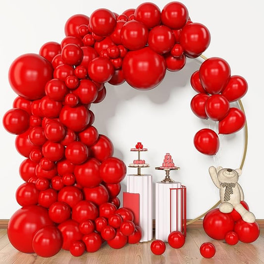 Amandir 153 Pcs Red Balloons Arch Garland Kit, Different Sizes 18 12