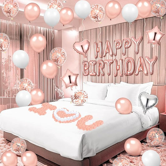 Pink Birthday Balloons Decorations Rose Gold Birthday Balloon