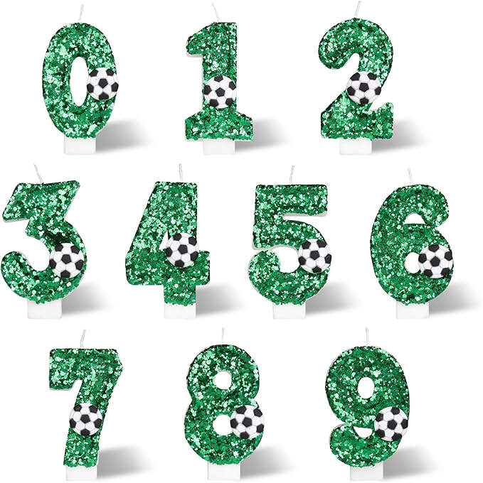 Soccer Candle 17,Green 17 Candles for Birthday Cake Boy,Número 17 en