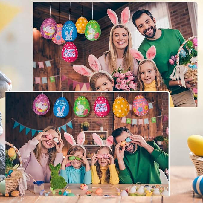 12 Pcs Easter Party Hanging Paper Lanterns Easter Eggs Bunny Chick