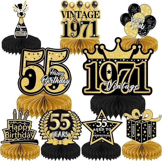 55th Birthday Decorations for Men - 9PCS Vintage 55th Birthday Table