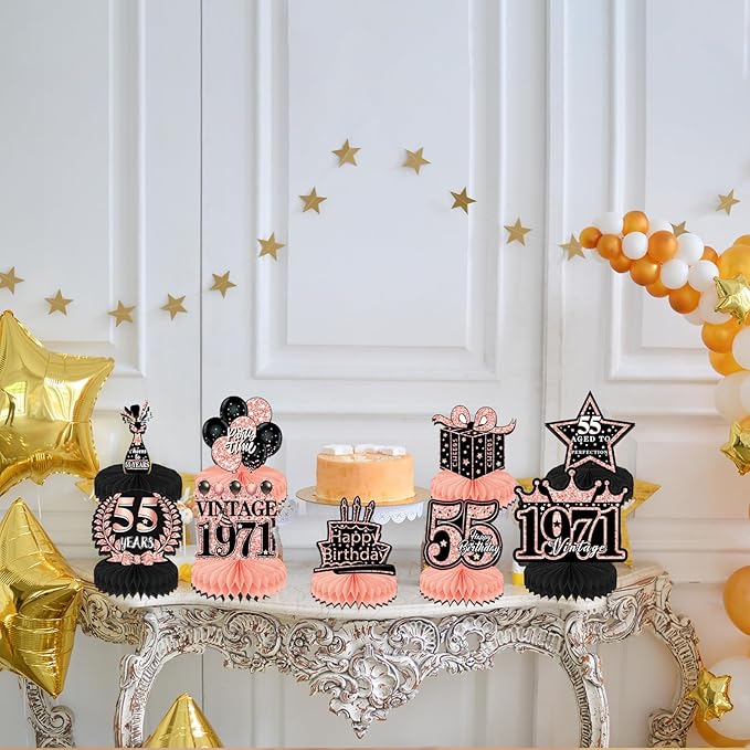 55th Birthday Party Decorations - 9PCS Vintage 55th Birthday Table