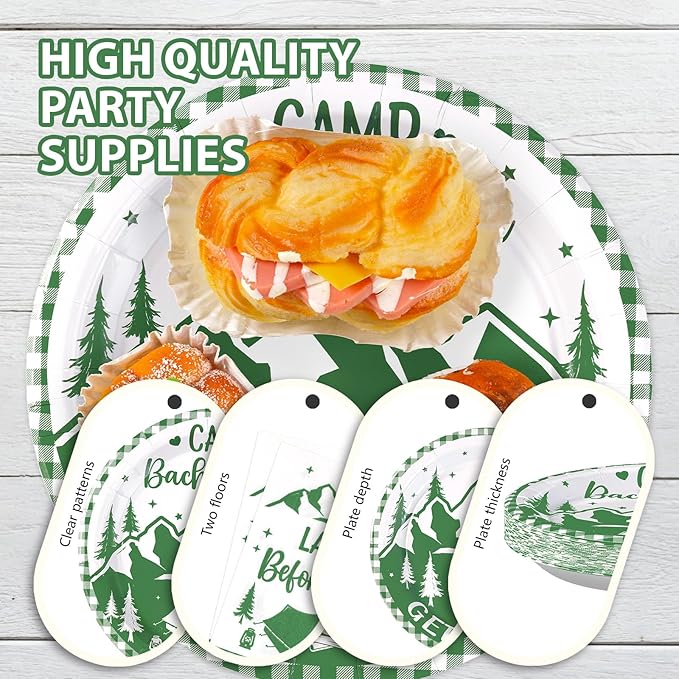 96Pcs Camp Bachelorette Party Supplies Mountain Camp Plates and