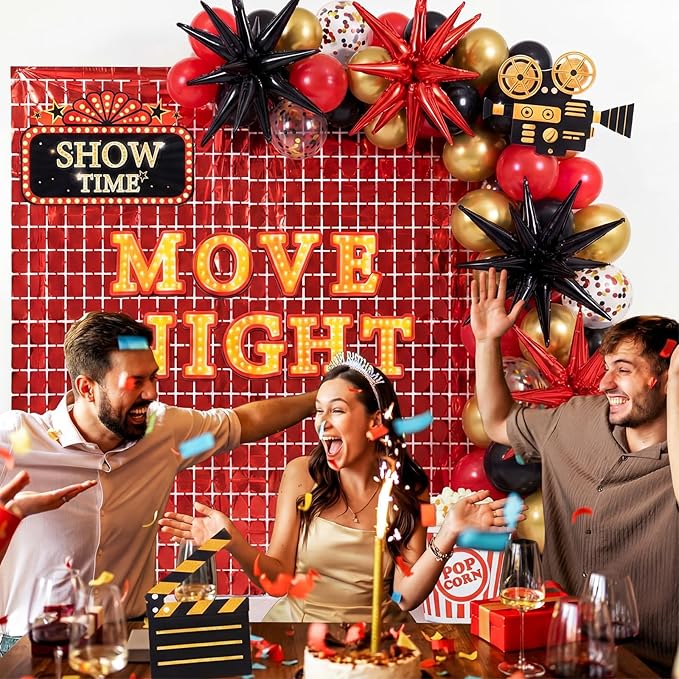 Movie Night Party Decorations Movies Themed Red Black Gold Balloon