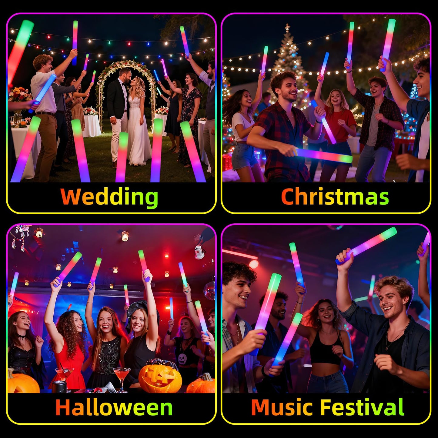 Blu7ive 20 PCS Foam Glow Sticks Party Favors led foam sticks 3 Modes