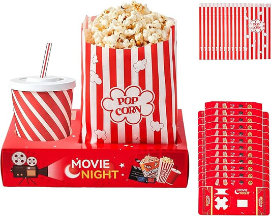 24Pcs Movie Night Supplies Disposable Paper Movie Snack Trays 12ct