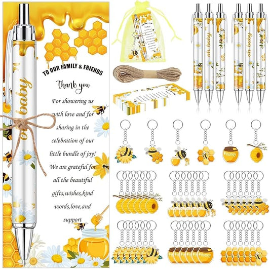 145 Pieces Bee Baby Shower Favors for Guest Honeycomb Ballpoint Pens