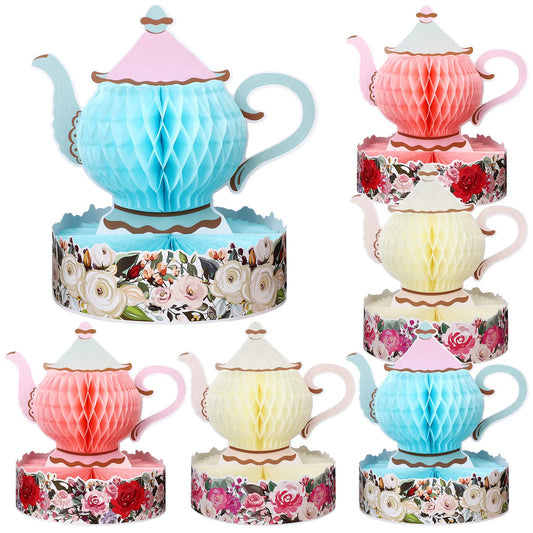 Wettarn 6 Pcs Floral Tea Party Decorations Princess Party Teapot