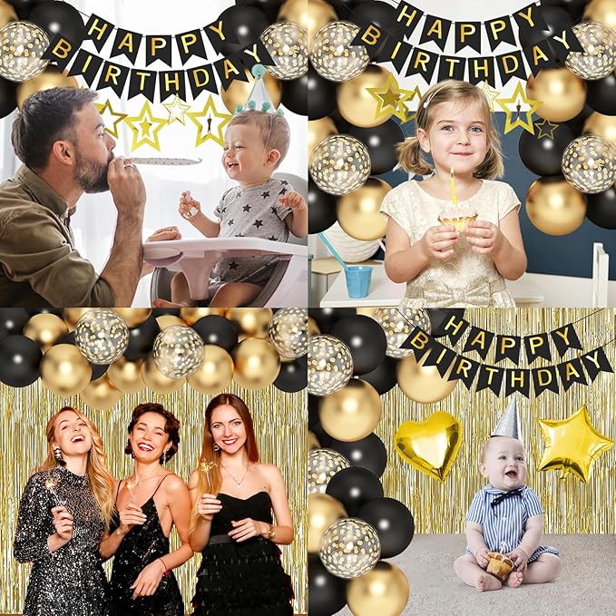 Black Gold Birthday Decorations Gold Party Decorations Set
