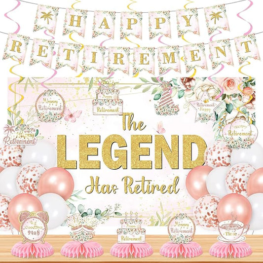 Pink Floral Retirement Party Decorations The Legend Has Retired