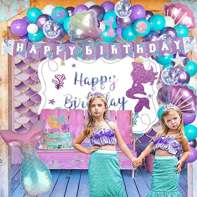 Mermaid Birthday Decorations Mermaid Party Decorations Purple Teal