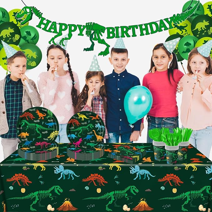 166 PCS Dinosaur Birthday Decorations Dinosaur Party Supplies
