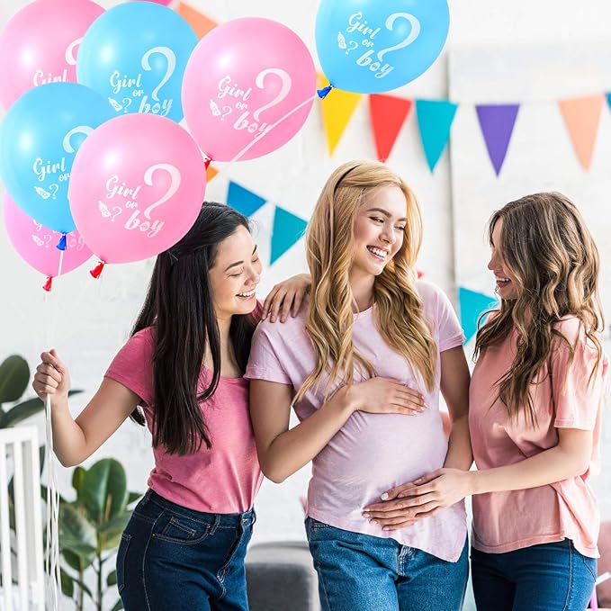 30 Pcs Gender Reveal Balloons Girl or Boy Latex Balloon 12 Inches