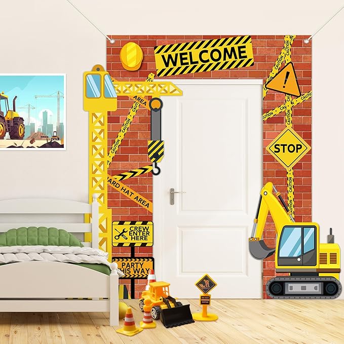 Construction Porch Sign Banner Construction Truck Party Hanging